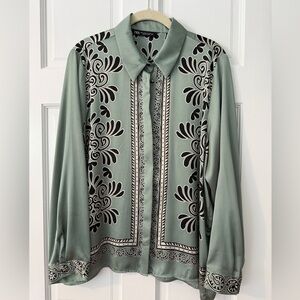 Zara Mint and Black Patterned Blouse